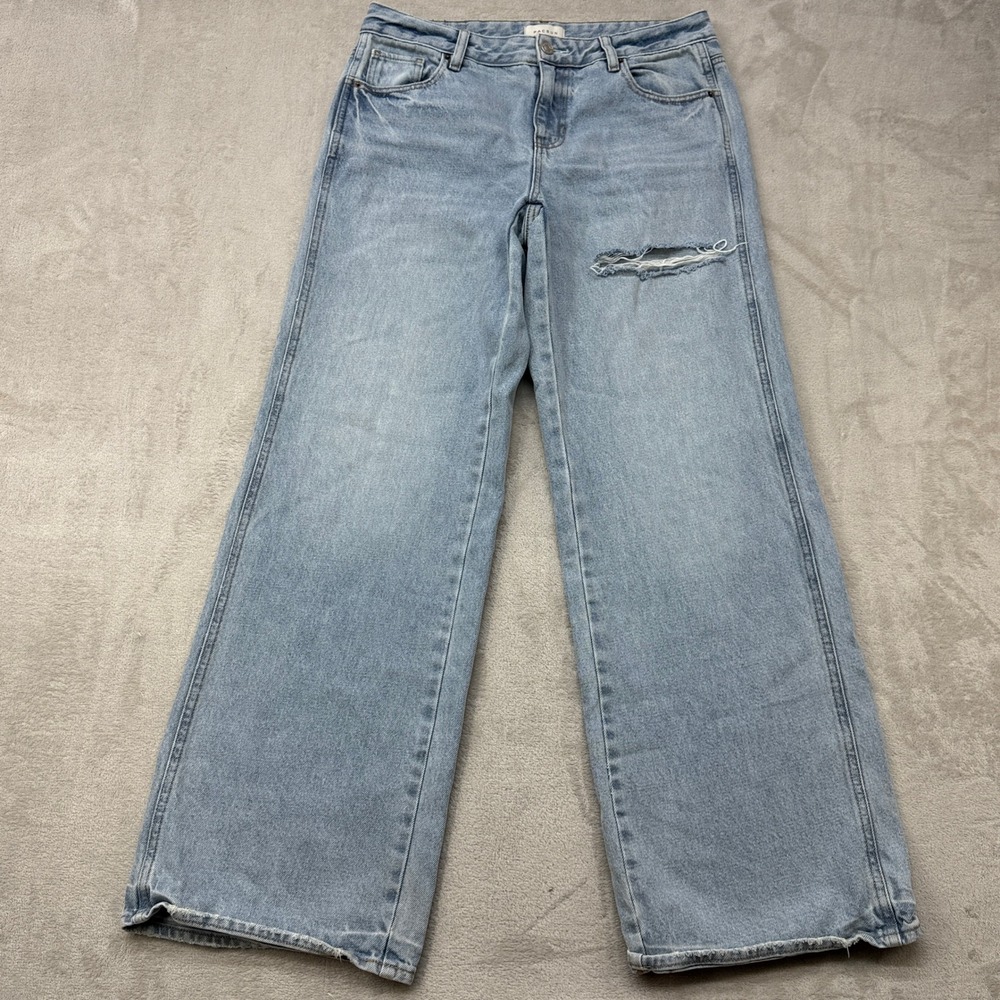 PacSun Casey Low Rise Baggy Jeans Women's 27 Light Wash Distressed Blue Denim